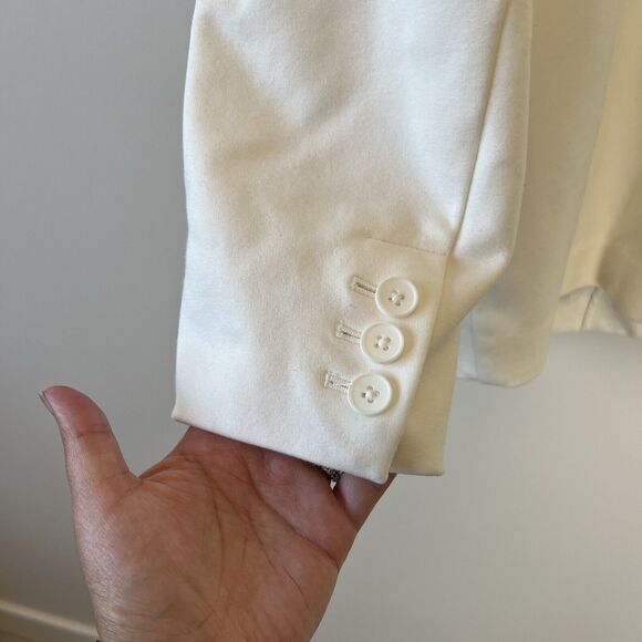 On 34th White Blazer Longline Stretch Knit One Button Unlined Size Large - Picture 6 of 13